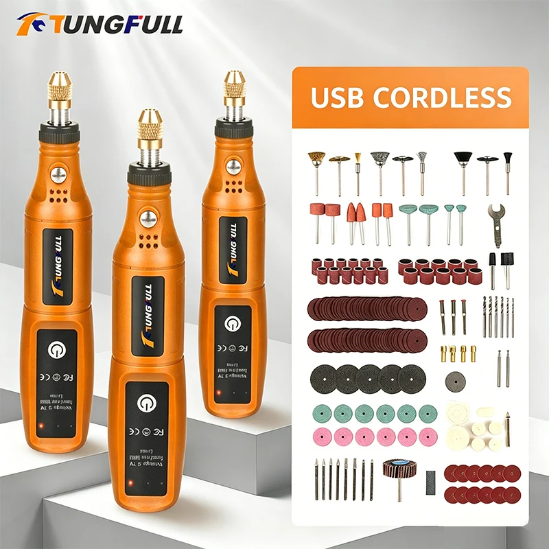 Power Tools Total - TUNGFULL Penggiling Listrik Mini Nirkabel Isi