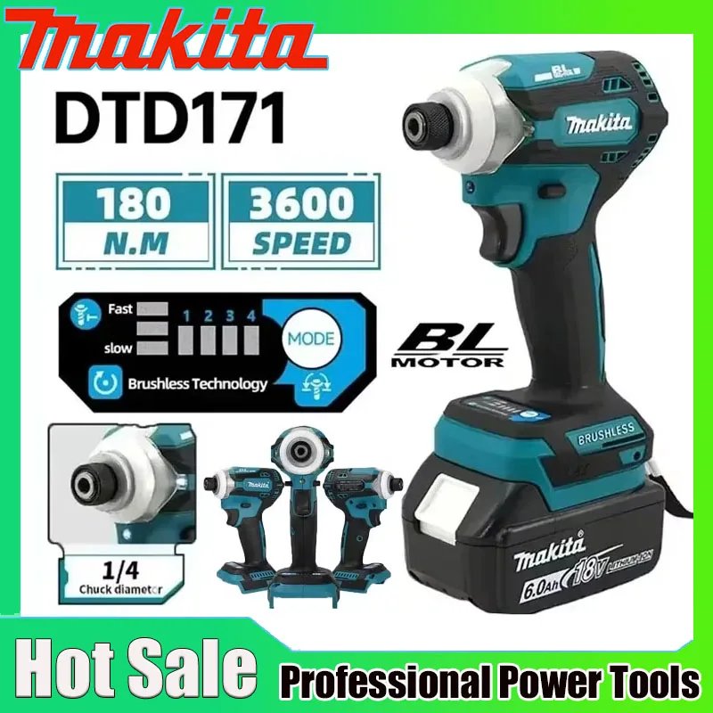 Cordless Drill Driver - Makita DTD171 Brushless Impact Driver Obeng